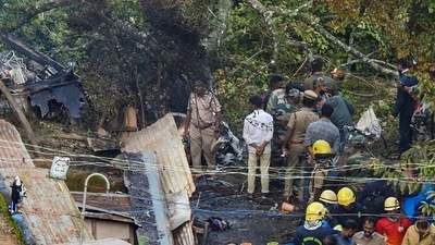 The crash took place near Coonoor in Tamil Nadu on December 8. (PTI PHOTO.) The crash took place near Coonoor in Tamil Nadu on December 8. (PTI PHOTO.)
