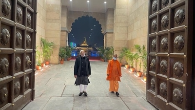 According to the itinerary shared by the Prime Minister's Office (PMO), PM Modi will attend the 98th-anniversary celebrations of Sadguru Sadafaldeo Vihangam Yog Sansthan at Swarved Mahamandir in Varanasi at around 3:30pm on Tuesday. (HT Photo/Sudhir Kumar) According to the itinerary shared by the Prime Minister's Office (PMO), PM Modi will attend the 98th-anniversary celebrations of Sadguru Sadafaldeo Vihangam Yog Sansthan at Swarved Mahamandir in Varanasi at around 3:30pm on Tuesday. (HT Photo/Sudhir Kumar)
