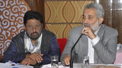 AAP’s co-incharge Pardeep Chhabra and party’s election campaign incharge Chandermukhi Sharma in a press conference in Chandigarh on Tuesday. (Keshav Singh/HT) AAP’s co-incharge Pardeep Chhabra and party’s election campaign incharge Chandermukhi Sharma in a press conference in Chandigarh on Tuesday. (Keshav Singh/HT)