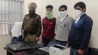 The betting accused in the custody of Chandigarh Police on Tuesday. (HT Photo)