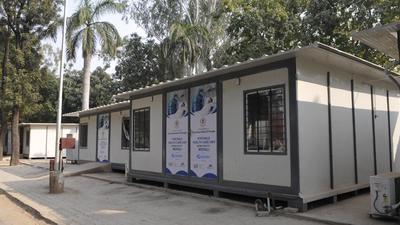 The 100-bed makeshift Covid centre in Phase 6, Mohali, on Tuesday. (Keshav Singh/Hindustan Times)