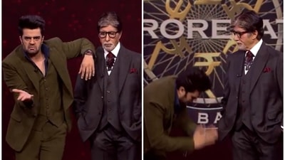 Maniesh Paul and Amitabh Bachchan on Kaun Banega Crorepati 13. Maniesh Paul and Amitabh Bachchan on Kaun Banega Crorepati 13.