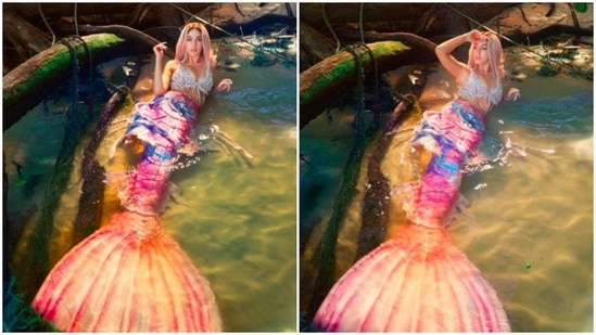 Nora Fatehi leaves no stone unturned in treating her fans with mesmerising photos of herself in different fits. This time, the actor/dancer decided to ditch her fancy designer wears and slip into a mermaid outfit for Guru Randhawa's music video.(Instagram/@norafatehi)