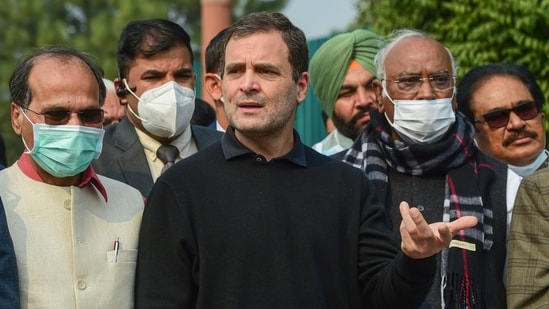 “Suspension of 12 MPs is a symbol of the crushing of the voice of people of India,” Congress MP Rahul Gandhi said.(PTI)