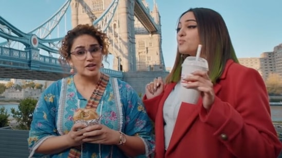 Huma Qureshi and Sonakshi Sinha in a still from Double XL announcement video.&nbsp;