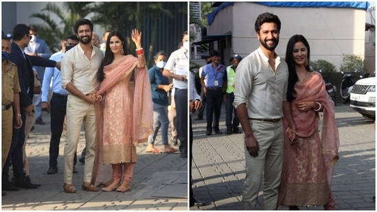 Katrina Kaif and Vicky Kaushal seen at Mumbai airport. Katrina Kaif and Vicky Kaushal seen at Mumbai airport.