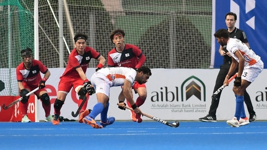 For India, Lalit Kumar Upadhyay (3') and Harmanpreet Singh (33') scored while Jonghyun Jang (42') and Kim Hyeongjin (46') scored in Korea's resurgence.(HOCKEY INDIA) For India, Lalit Kumar Upadhyay (3') and Harmanpreet Singh (33') scored while Jonghyun Jang (42') and Kim Hyeongjin (46') scored in Korea's resurgence.(HOCKEY INDIA)