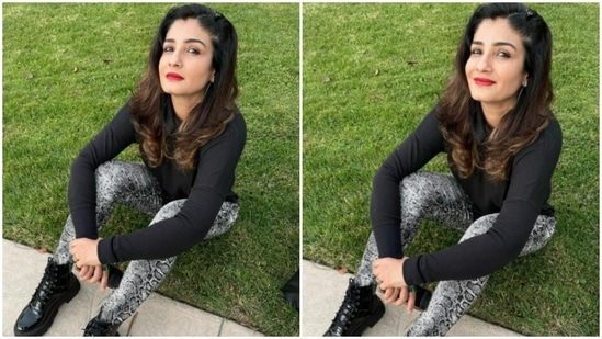 Raveena Tandon is not doing much – just sitting and looking at her Instagram family. On Tuesday, the actor drove our midweek blues away with a set of pictures of herself hanging out in a garden of sorts and just spending some time with herself. With the pictures, Raveena also set major fashion goals for us on how to use contrasting shades and ace winter fashion.(Instagram/@officialraveenatandon)