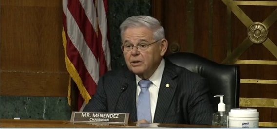 Senator Robert Menendez speaks at the hearing of ambassadorial nominations to Pakistan, India and Germany, (Source: US Senate Committee on Foreign Relations)