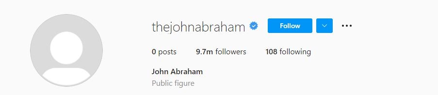 John Abraham deleted his Instagram posts.
