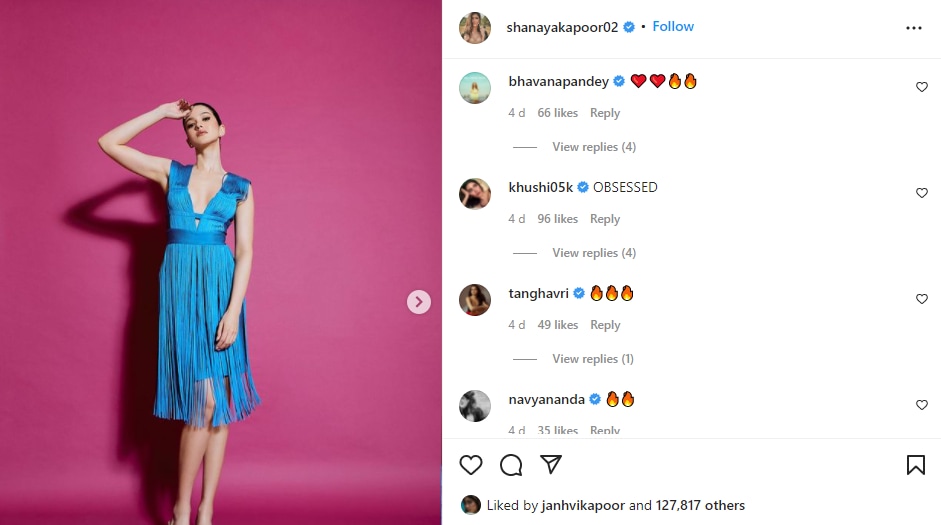 Khushi Kapoor and Navya Nanda's comments on Shanaya Kapoor's pictures&nbsp;(Instagram/shanayakapoor02)