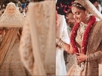Ankita Lokhande ditches bridal red for gold Manish Malhotra lehenga on wedding(Instagram/lokhandeankita)