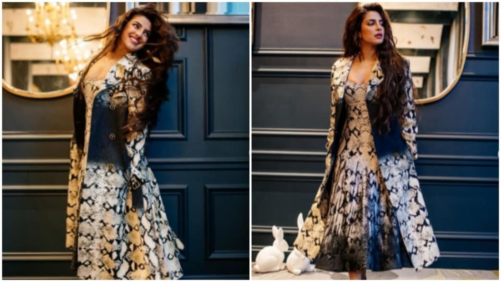 Priyanka Chopra, in a monochrome long dress and an oversized blazer, is ...