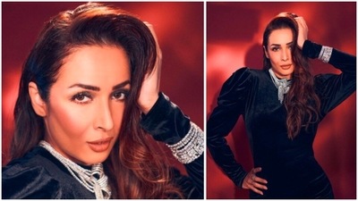 Malaika Arora gave a sultry pose for the camera in her stylish black velvet attire. (Instagram/@malaikaaroraofficial)