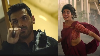 John Abraham and Jacqueline Fernandez in a still from Attack teaser. John Abraham and Jacqueline Fernandez in a still from Attack teaser.