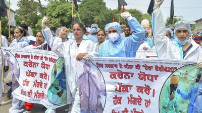 The nurses are demanding pay parity, nurse care allowance and nursing officer rank. (PTI file photo) The nurses are demanding pay parity, nurse care allowance and nursing officer rank. (PTI file photo)