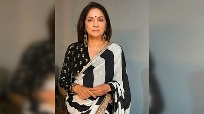 Neena Gupta redefines elegance as she poses for the camera in her beautiful black and white saree. (Instagram/@masabagupta) Neena Gupta redefines elegance as she poses for the camera in her beautiful black and white saree. (Instagram/@masabagupta)