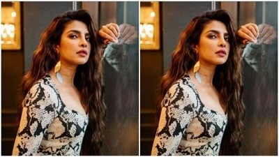 Priyanka played muse to the designer house Proenza Schouler and picked a long black and white snakeskin printed dress. (Instagram/@priyankachopra)