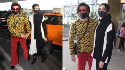 Ranveer Singh and Deepika Padukone at Mumbai airport. (Varinder Chawla) Ranveer Singh and Deepika Padukone at Mumbai airport. (Varinder Chawla)