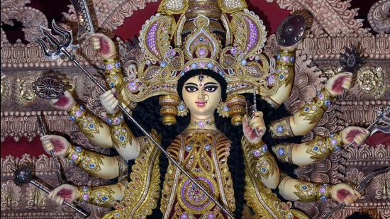 On Wednesday, the Durga Puja was the only Indian festival to make it to the list of 20 events and traditional activities. (HT PHOTO.)