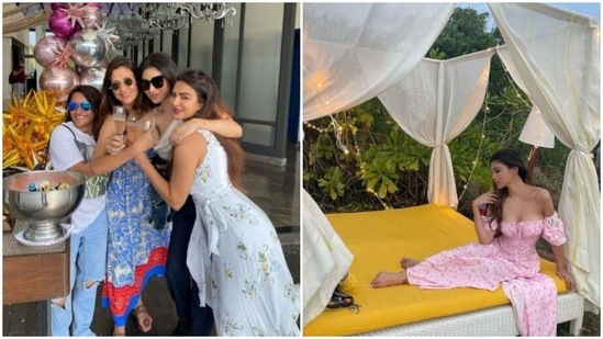 Mouni Roy is chilling like a villain in Goa. The actor recently took off for her beach vacation with her girls' gang and since then, her Instagram profile has been replete with pictures and videos documenting the amount of fun that they have been having. On Tuesday, Mouni shared a photo album on her profile and gave us a glimpse of what her vacay diary is looking like.(Instagram/@imouniroy)