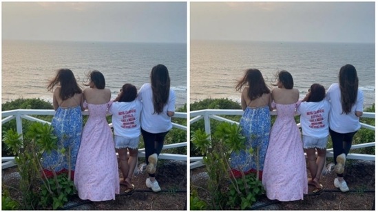The girls' gang had a moment with the sea and the wind. " Missing. So wanna be there," commented Aamna Sharif.(Instagram/@imouniroy)