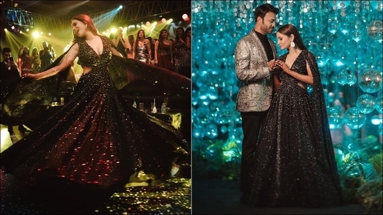 Ankita Lokhande channels fairy tale vibes on cocktail in a black shimmery gown(Instagram/lokhandeankita)