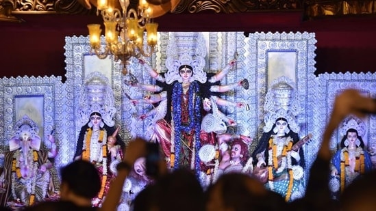 A Durga Puja pandal in Kolkata, West Bengal.(HT File Photo)