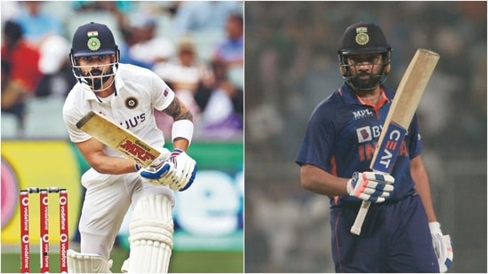 Virat Kohli (L) remains the Test captain, while Rohit Sharma was confirmed as full-time white-ball captain.(Getty/ANI)