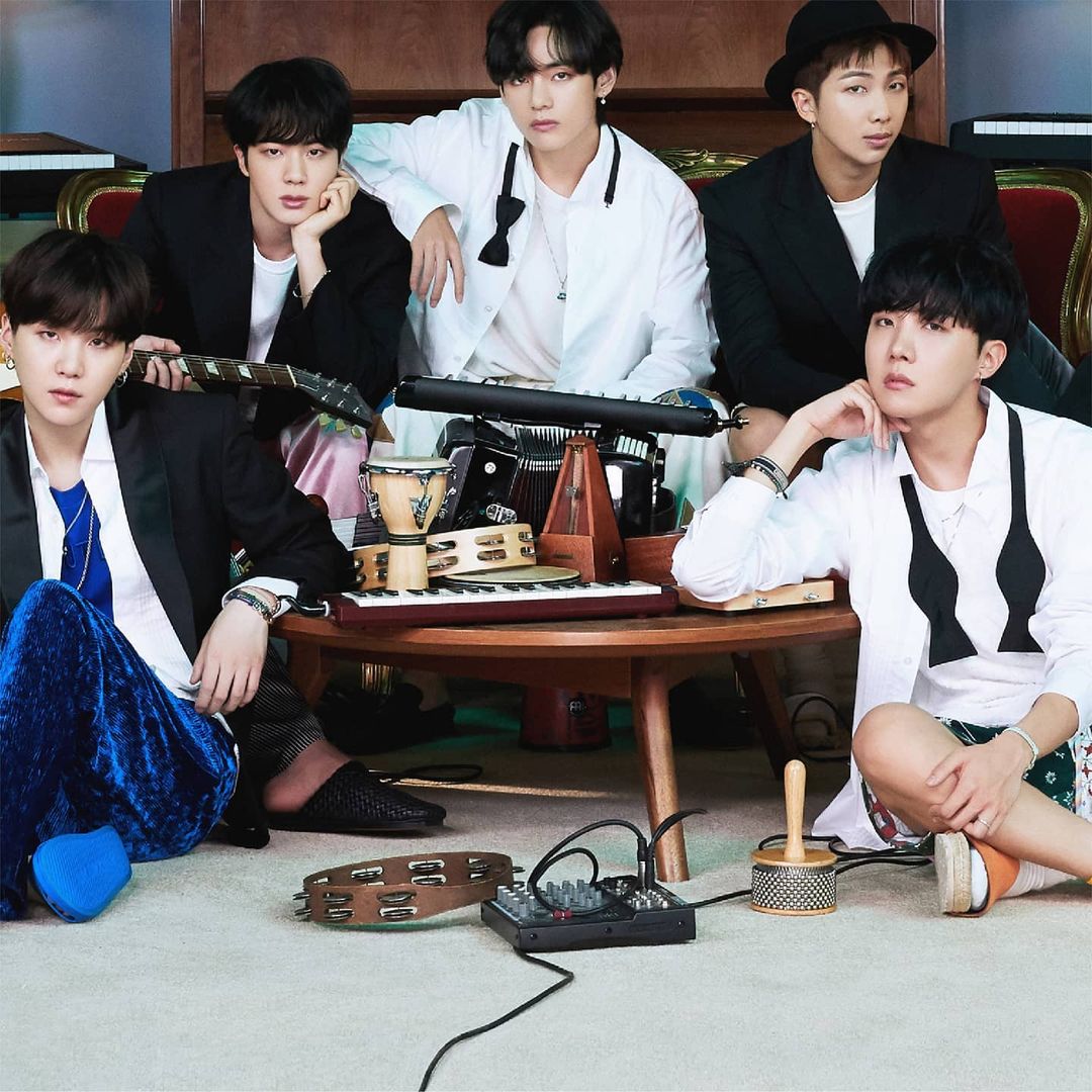 BTS members RM, Jin, J-Hope and V chat on RM's Instagram post. (bts.bighitofficial/Instagram) BTS members RM, Jin, J-Hope and V chat on RM's Instagram post. (bts.bighitofficial/Instagram)