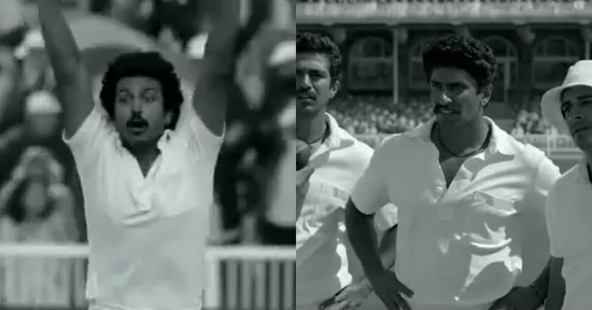 Dinker Sharma as Kirti Azad and Ranveer Singh as Kapil Dev in 83. Dinker Sharma as Kirti Azad and Ranveer Singh as Kapil Dev in 83. 