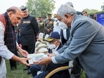 (ANI): Defence Minister Rajnath Singh at interaction with Indian war veterans and Mukti Jodhas of Bangladesh as part of Swarnim Vijay Varsh celebrations, in New Delhi on Tuesday. (ANI): Defence Minister Rajnath Singh at interaction with Indian war veterans and Mukti Jodhas of Bangladesh as part of Swarnim Vijay Varsh celebrations, in New Delhi on Tuesday.