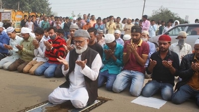 The protest against Friday namaz in open public spaces has been taking place in Gurugram since 2018. (HT Archive)