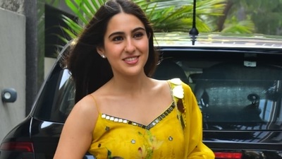 Sara Ali Khan was photographed during the promotions of Atrangi Re. (Varinder Chawla) Sara Ali Khan was photographed during the promotions of Atrangi Re. (Varinder Chawla)