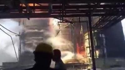 Gujarat government officials in Godhra, the district headquarters of Panchmahals, said a huge blast, which preceded the devastating fire at a Gujarat Fluorochemicals Limited factory, was heard some 10km away. (ANI video grab)
