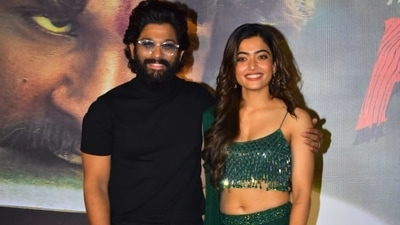 Allu Arjun and Rashmika Mandana were seen promoting their upcoming film Pushpa in Mumbai. (Varinder Chawla) Allu Arjun and Rashmika Mandana were seen promoting their upcoming film Pushpa in Mumbai. (Varinder Chawla)