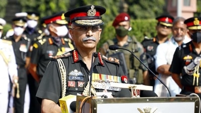 Indian Army chief General MM Naravane addressing the passing out parade of the 141st course of the National Defence Academy (NDA) in Pune. (Rahul Raut/HT PHOTO) Indian Army chief General MM Naravane addressing the passing out parade of the 141st course of the National Defence Academy (NDA) in Pune. (Rahul Raut/HT PHOTO)