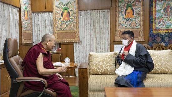 The Dalai Lama meets Sikyong of Tibetan government-in-exile Penpa Tsering on Wednesday. (Photo: Tibet.net)