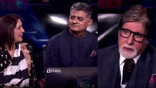 Neena Gupta and Gajraj Rao on Amitabh Bachchan's quiz show KBC 13.&nbsp;