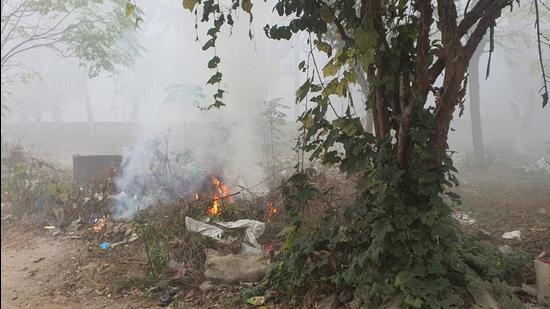 MC health officer Vipal Malhotra said that the department has not received any complaint against MC staffers indulging in illegal activity of burning waste in parks recently. The public should submit a complaint along with the proof and required action will be taken against the employees (HT Photo)