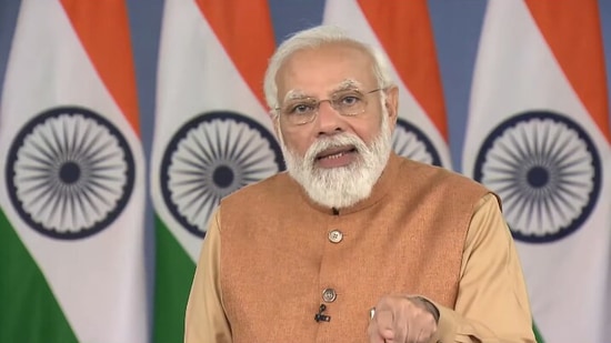 PM Modi addressing the summit on natural farming on Thursday.