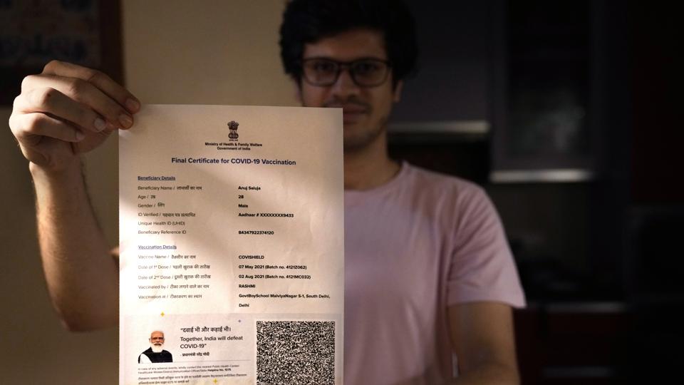 A Covid-19 vaccination certificate currently contains the age of the beneficiary, date of jab date, and name of vaccination centre, among other details. (AP)