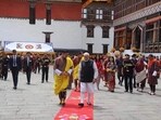 Prime Minister Narendra Modi with Jigme Khesar Namgyel Wangchuck, the Druk Gyalpo (head of state) of the Kingdom of Bhutan.  (Photo via @PMBhutan on Twitter)
