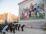 North Korea's Kim Jong Un paid his respects to his father Kim Jong Il on the 10 year anniversary of his death. North Korea's Kim Jong Un paid his respects to his father Kim Jong Il on the 10 year anniversary of his death. 