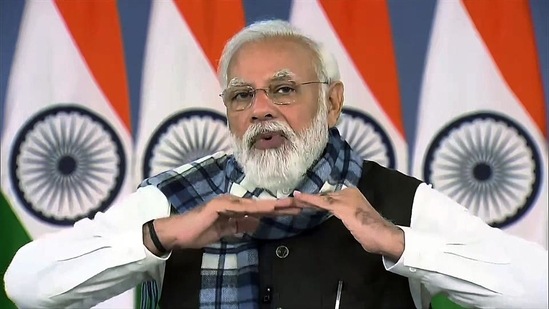 Prime Minister Narendra Modi virtually addresses the inauguration of All India Mayors' Conference, in Varanasi on Friday. (ANI)