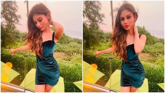 Mouni Roy is having the time of her life in Goa where she is vacationing with her girl gang. In her recent Instagram photos, the actor can be seen giving candids in a beautiful emerald green bodycon dress.(Instagram/@imouniroy)