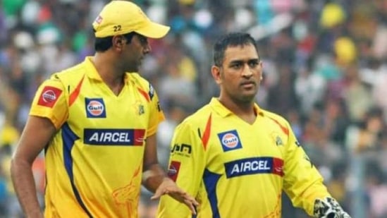 R Ashwin with MS Dhoni during the former's CSK days(BCCI)