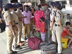 A special women team of RPF Ludhiana is seen interacting with women passengers at the Ludhiana railway station.&nbsp;