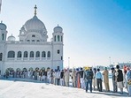 Devotees queue up outside the Kartarpur gurdwara.(HT File Photo) Devotees queue up outside the Kartarpur gurdwara.(HT File Photo)