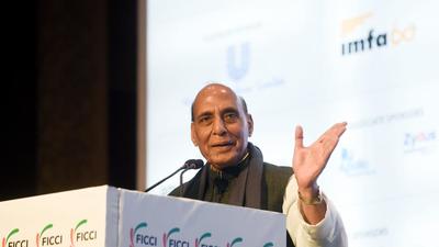 Defence minister Rajnath Singh addresses the 94th Annual General Body Meeting of FICCI, in New Delhi on Saturday. (ANI) Defence minister Rajnath Singh addresses the 94th Annual General Body Meeting of FICCI, in New Delhi on Saturday. (ANI)